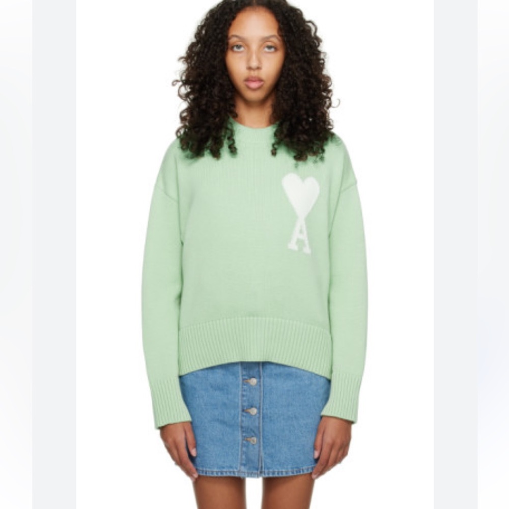 Ami Mint Green Crew Neck Sweater